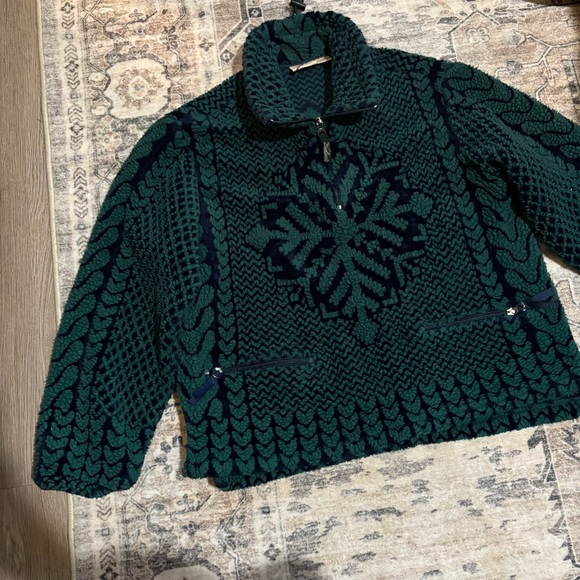 VTG Vintage woolrich green fleece teddy sweater size M snowflake - Picture 2 of 14